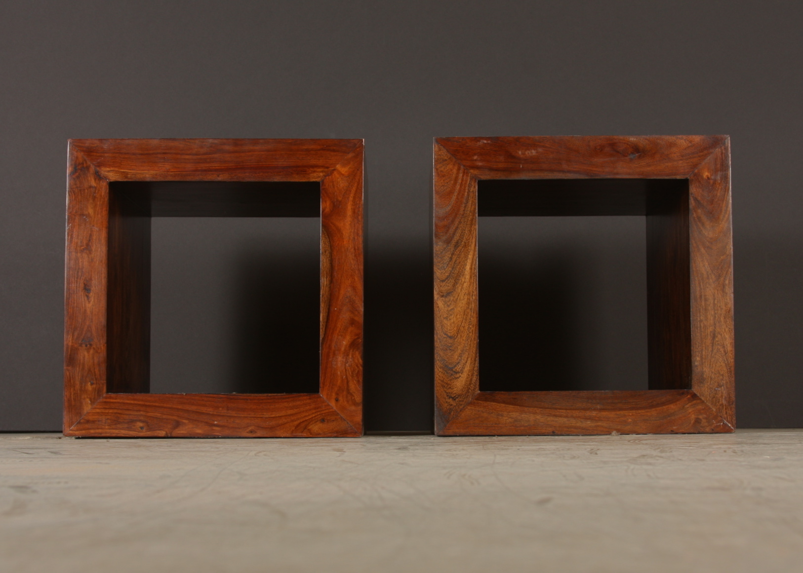 Contemporary Wood Hollow Cube end tables