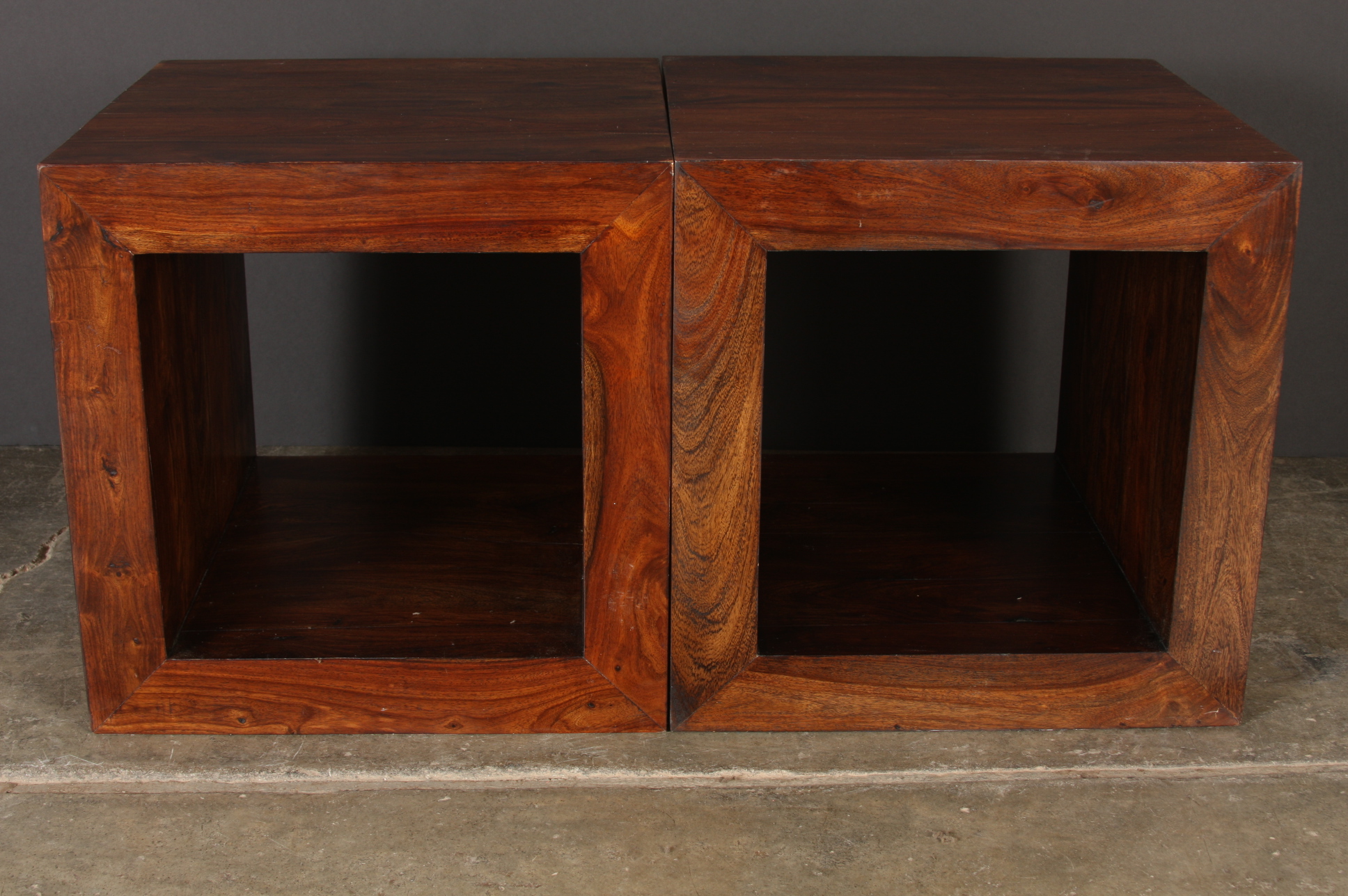Contemporary Wood Hollow Cube end tables