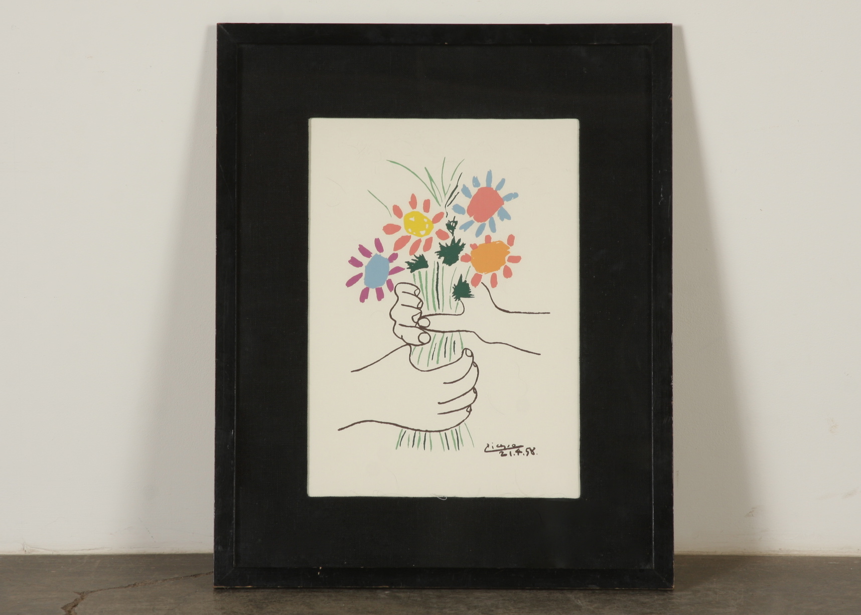 Picasso Hand With Flowers Reproduction