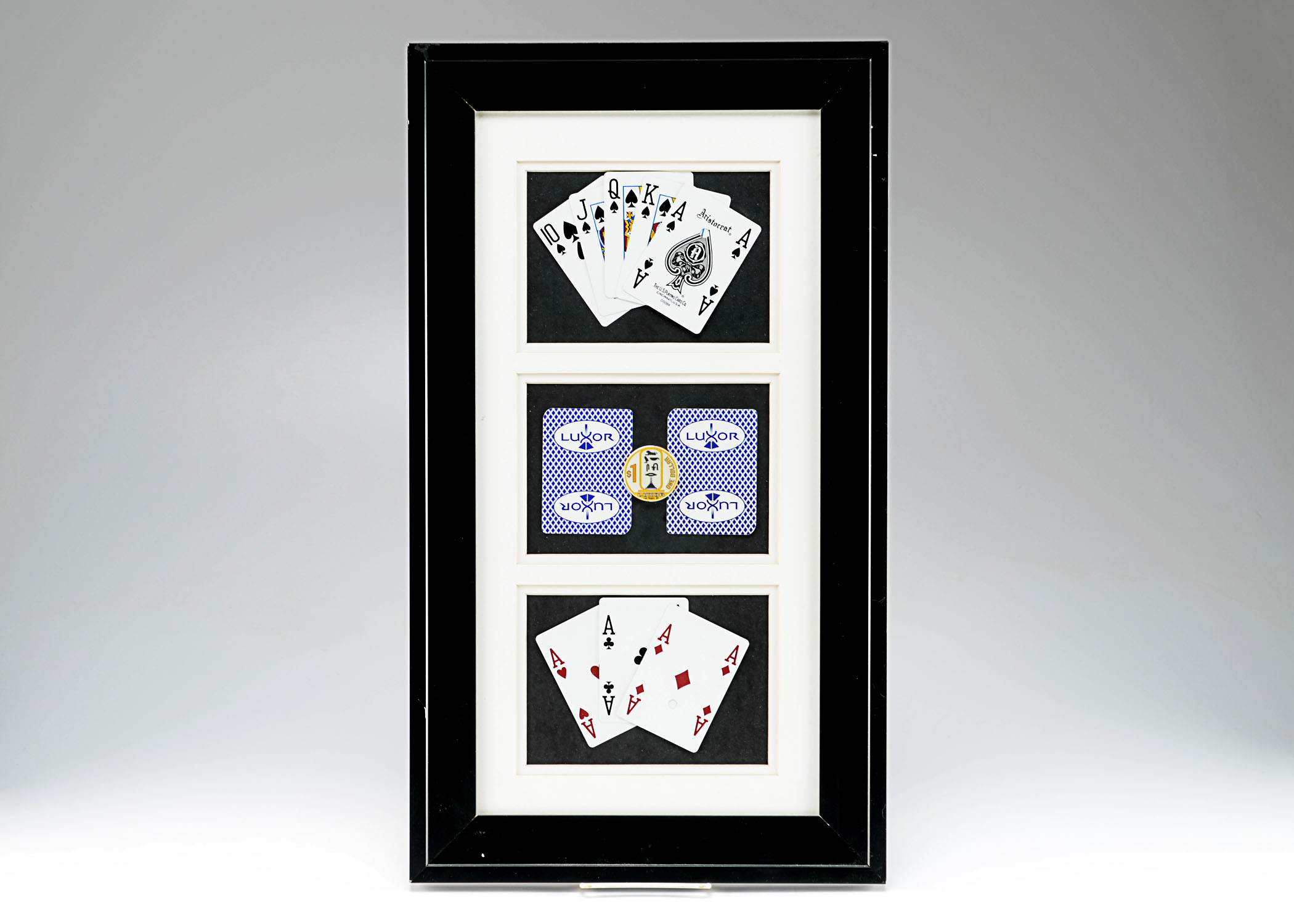 Framed Poker Chips and Cards Display, Luxor