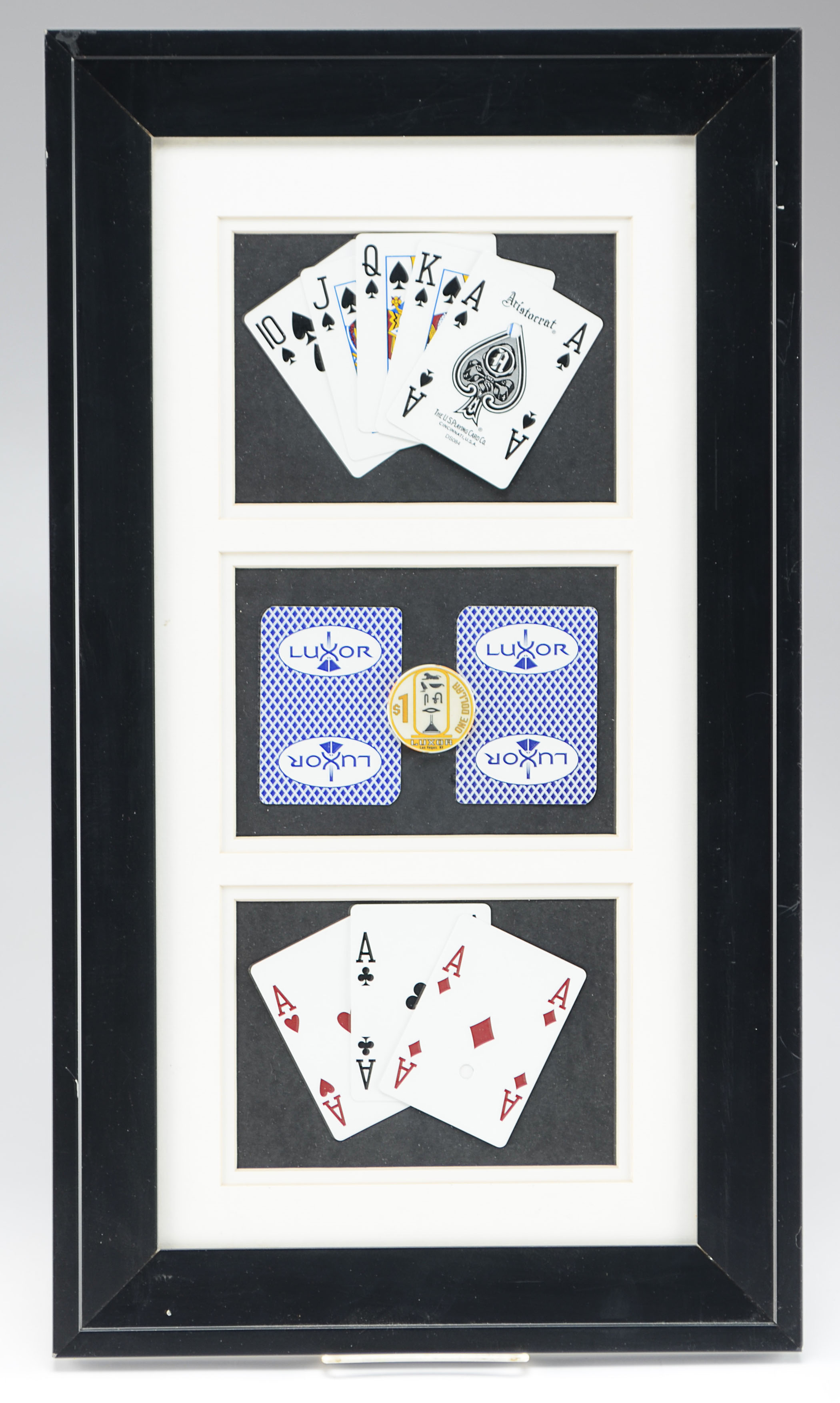 Framed Poker Chips and Cards Display, Luxor