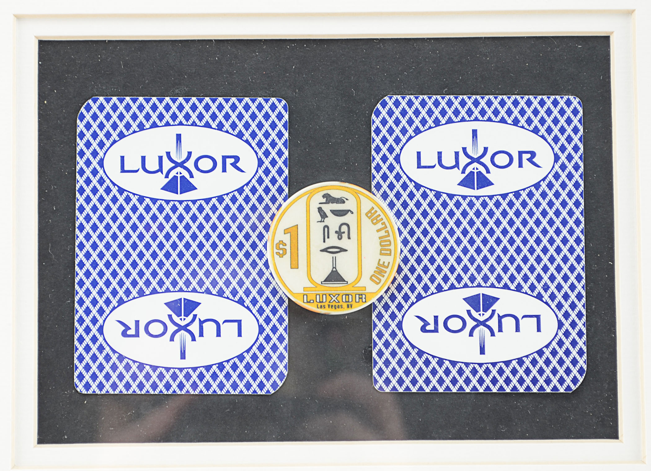 Framed Poker Chips and Cards Display, Luxor