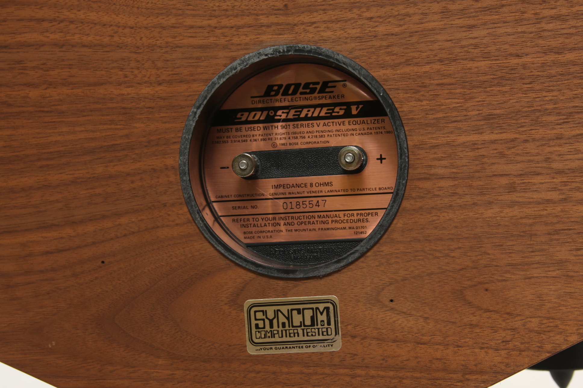 Pair of Bose 901 Series V Speakers and Stands, Walnut Cabinets