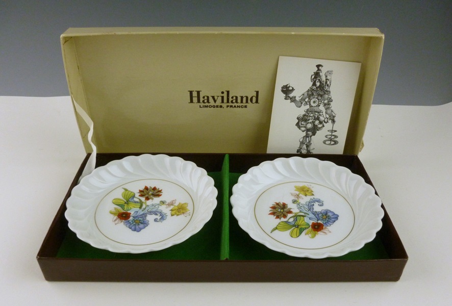 Pair of Signed Haviland Porcelain Coasters