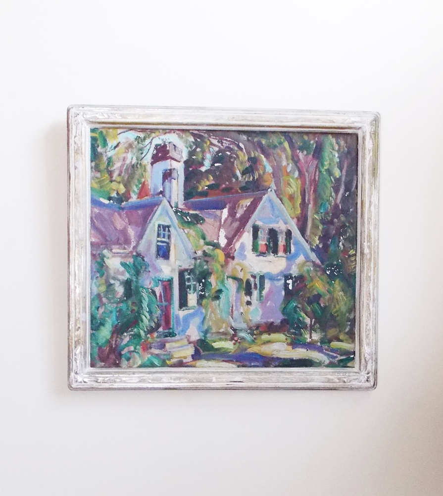 Oil on Board of Home by J.E. Neis