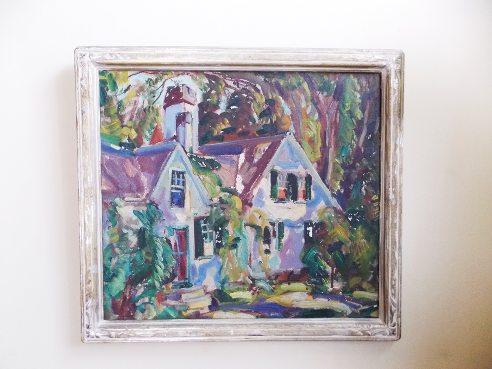Oil on Board of Home by J.E. Neis