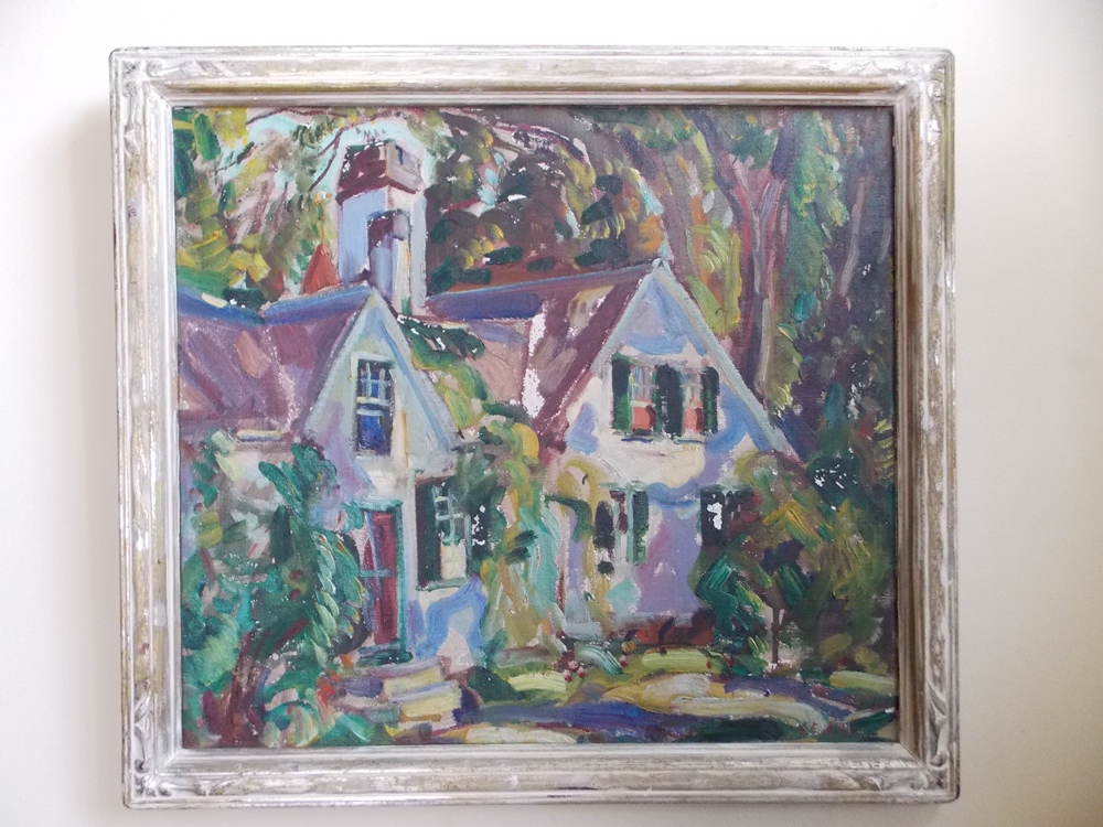 Oil on Board of Home by J.E. Neis