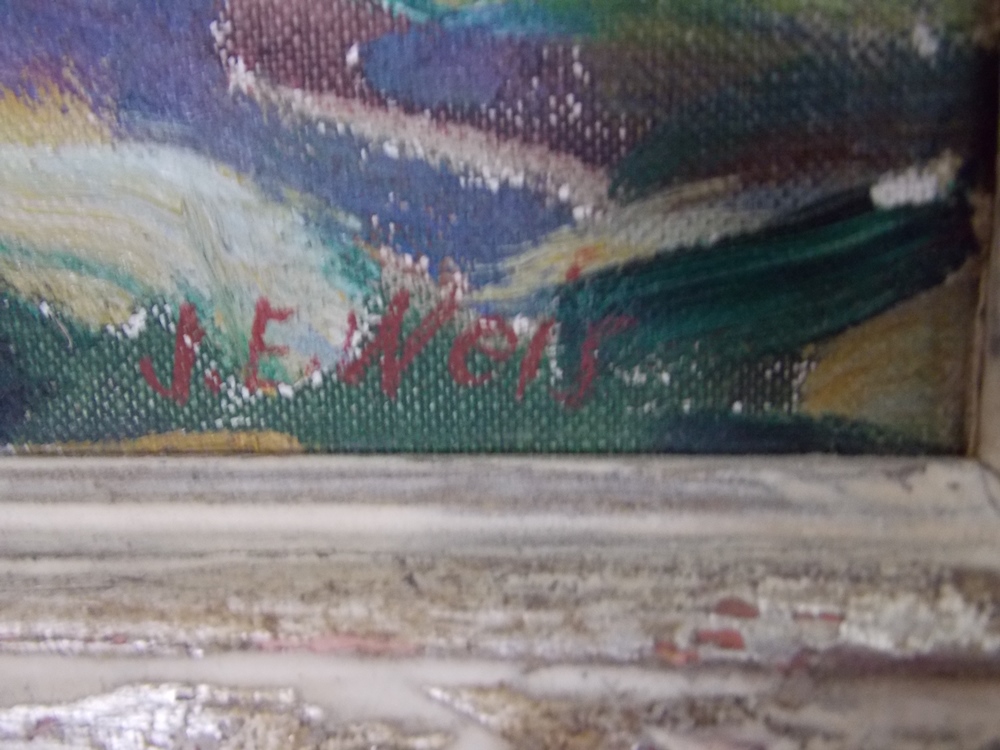 Oil on Board of Home by J.E. Neis