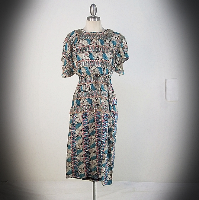Mil Jay Original pure silk screenprint day dress 