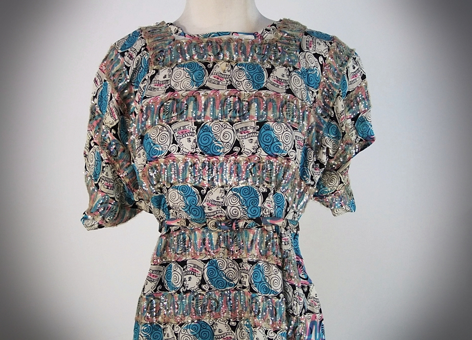 Mil Jay Original pure silk screenprint day dress 