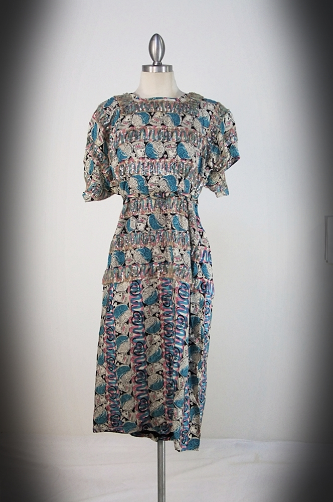 Mil Jay Original pure silk screenprint day dress 