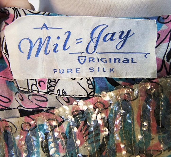 Mil Jay Original pure silk screenprint day dress 