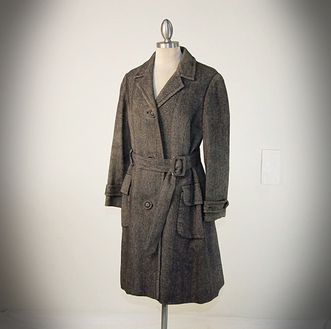 A custom made wool vintage tweed coat