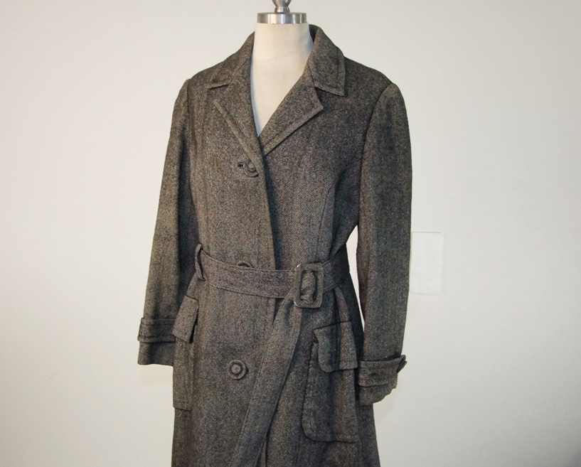 A custom made wool vintage tweed coat
