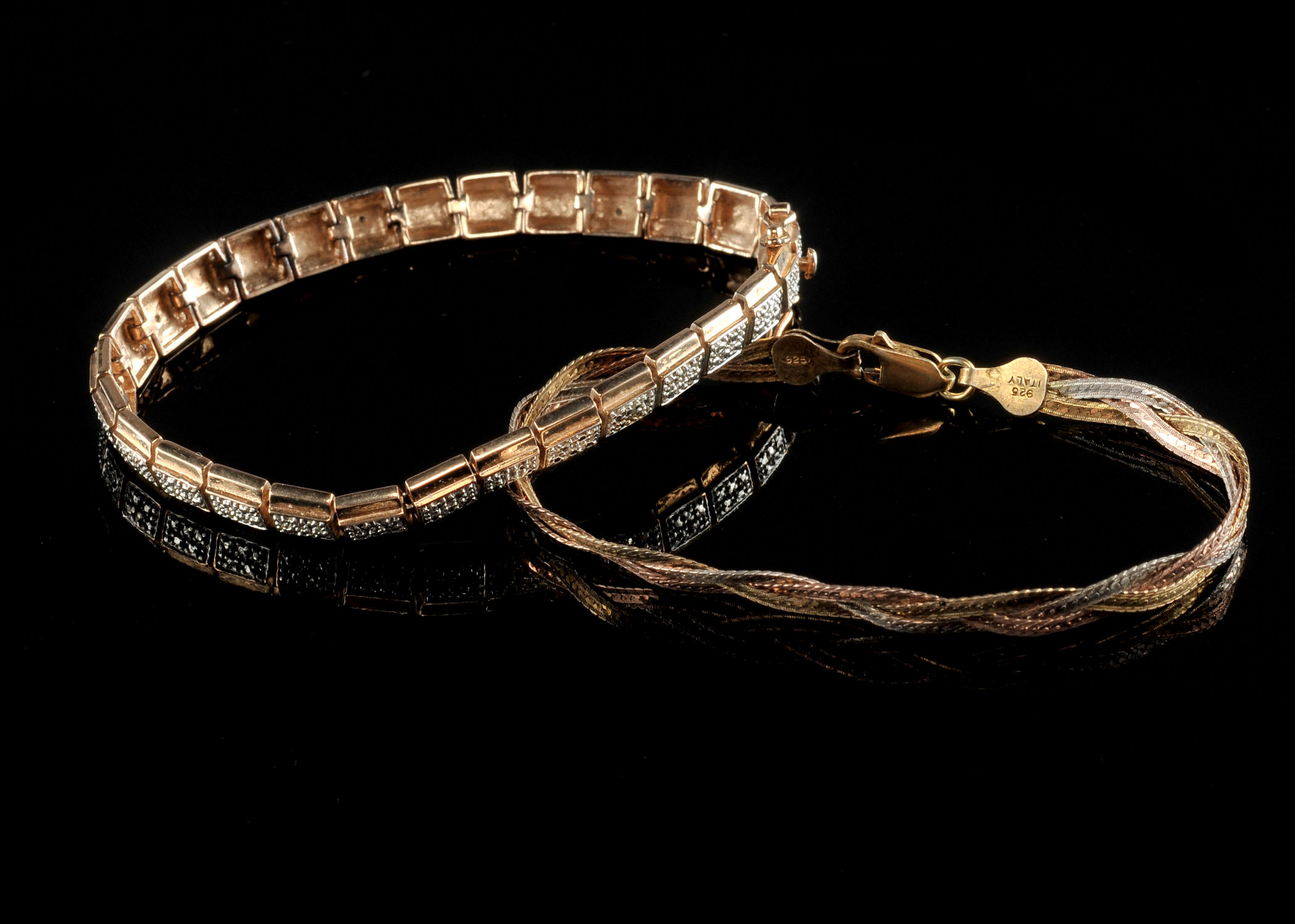 Two sterling silver Vermeil bracelets 