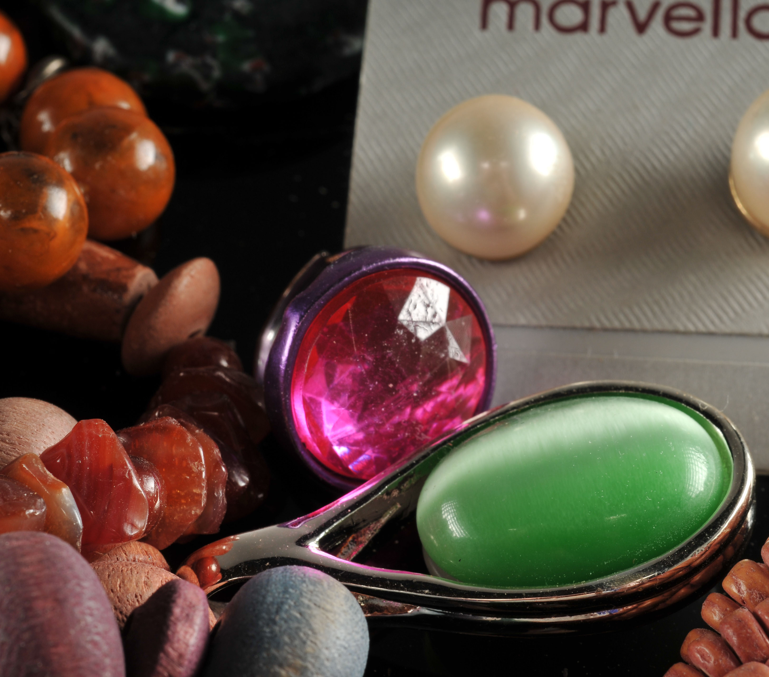 Two gallon size bags full of vintage costume jewelry