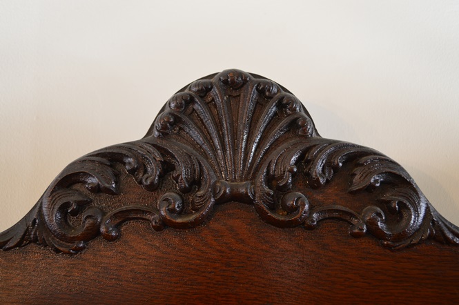 Antique Curio Cabinet with Oval Curved Glass