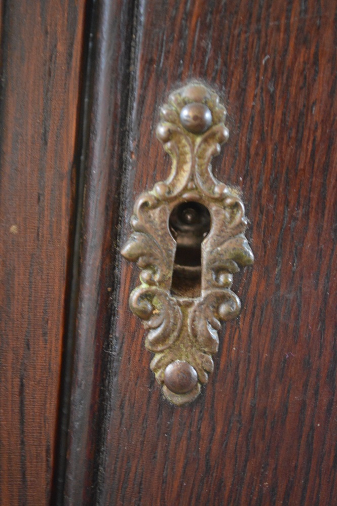 Antique Curio Cabinet with Oval Curved Glass