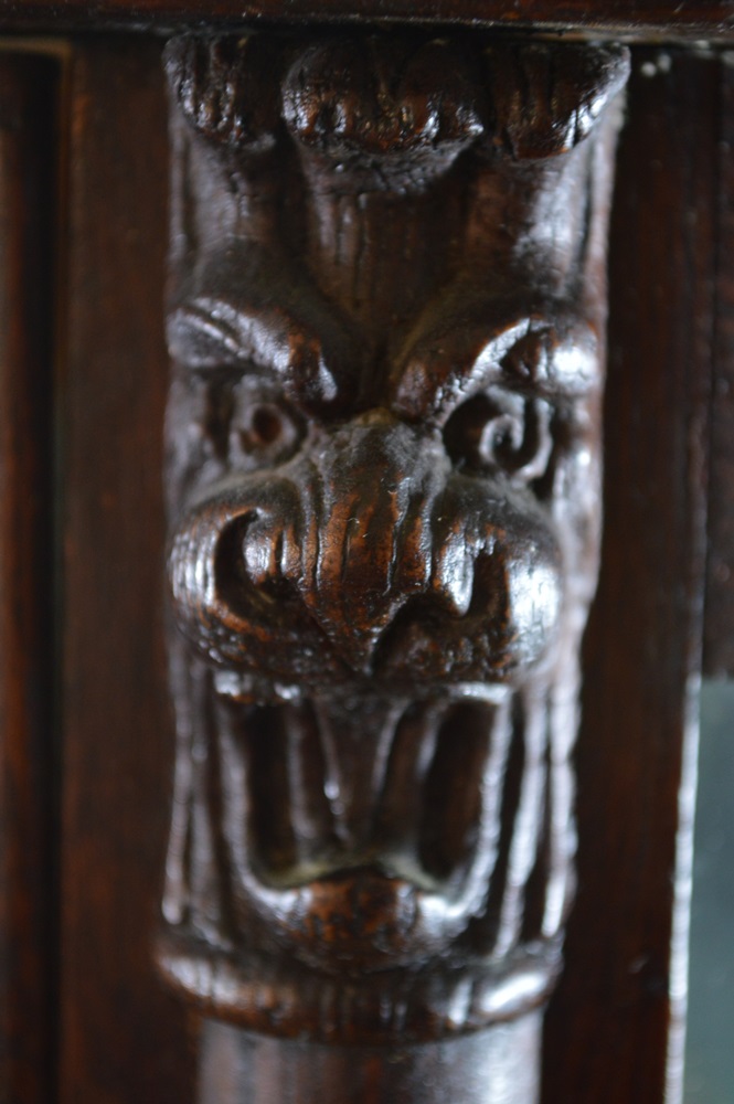 Antique Curio Cabinet with Oval Curved Glass