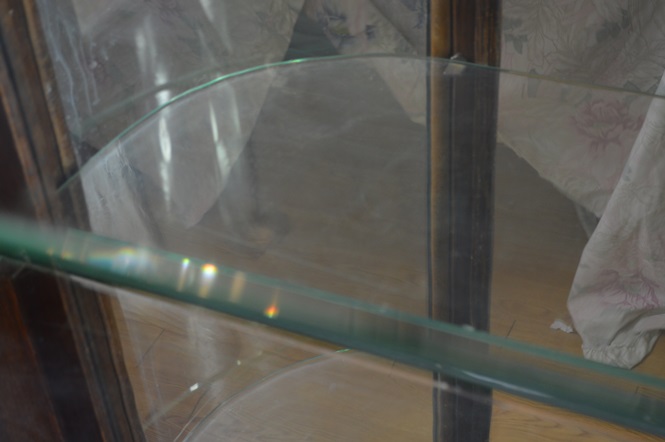 Antique Curio Cabinet with Oval Curved Glass