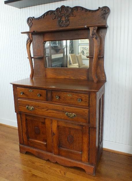 Antique Oak Sideboard with Mirror