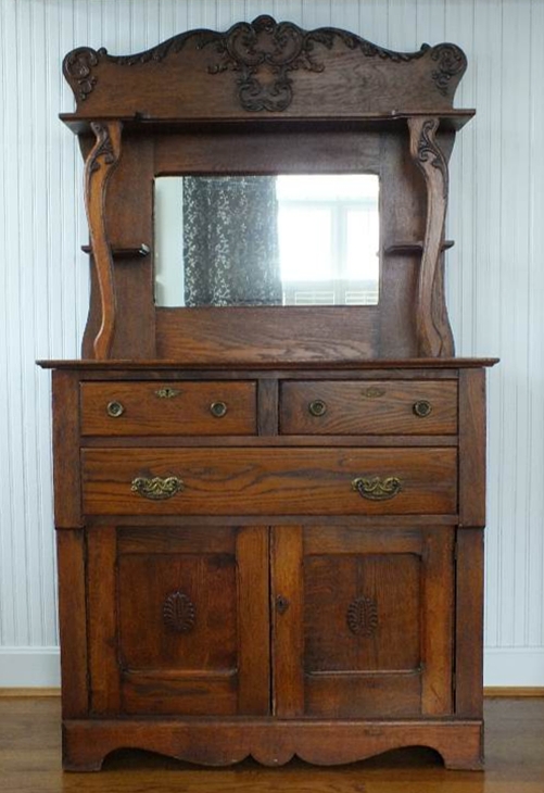 Antique Oak Sideboard with Mirror