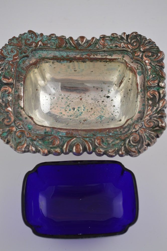 Antique Charles Howard Collins Silver Plate Salt & Pepper Ornate Dishes  