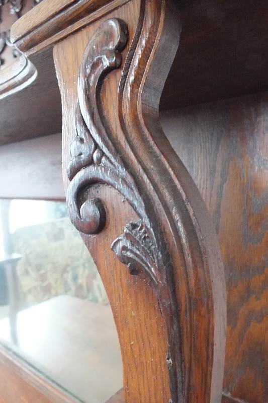 Antique Oak Sideboard with Mirror