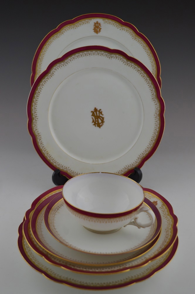  Antique French Porcelain Dinner Service "CH Pillivuyt Cie Paris EXP.1867 Medaille D'OR"