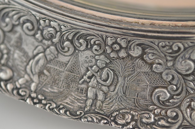 Antique Barbour S.P. CO. International 3213 Silver Plate Ornate Tray and Floral Etched Glass Insert