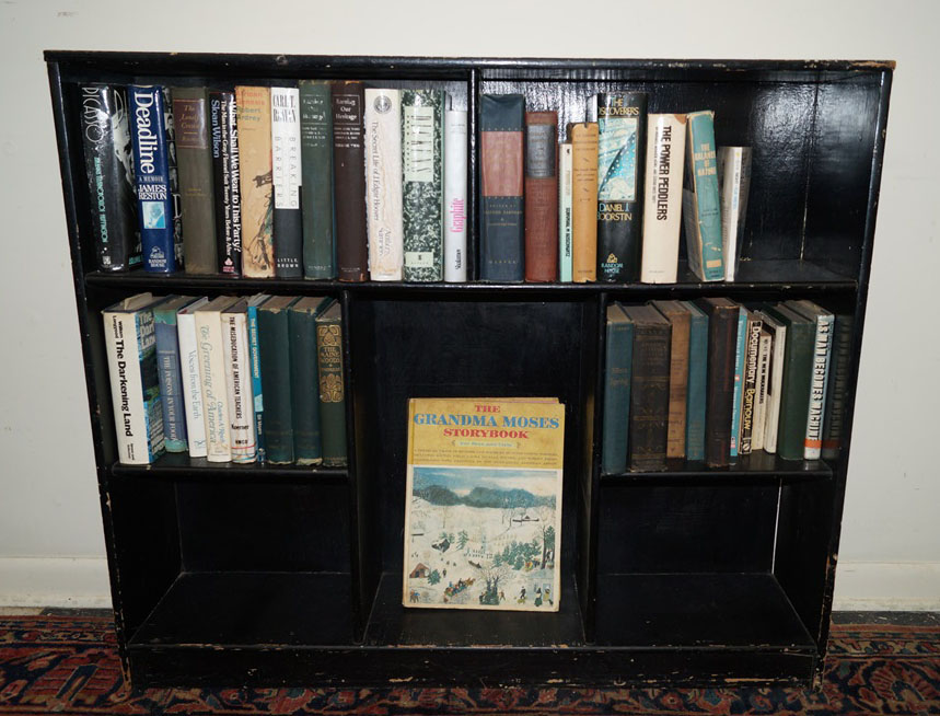 Vintage Wooden Bookcase and Books