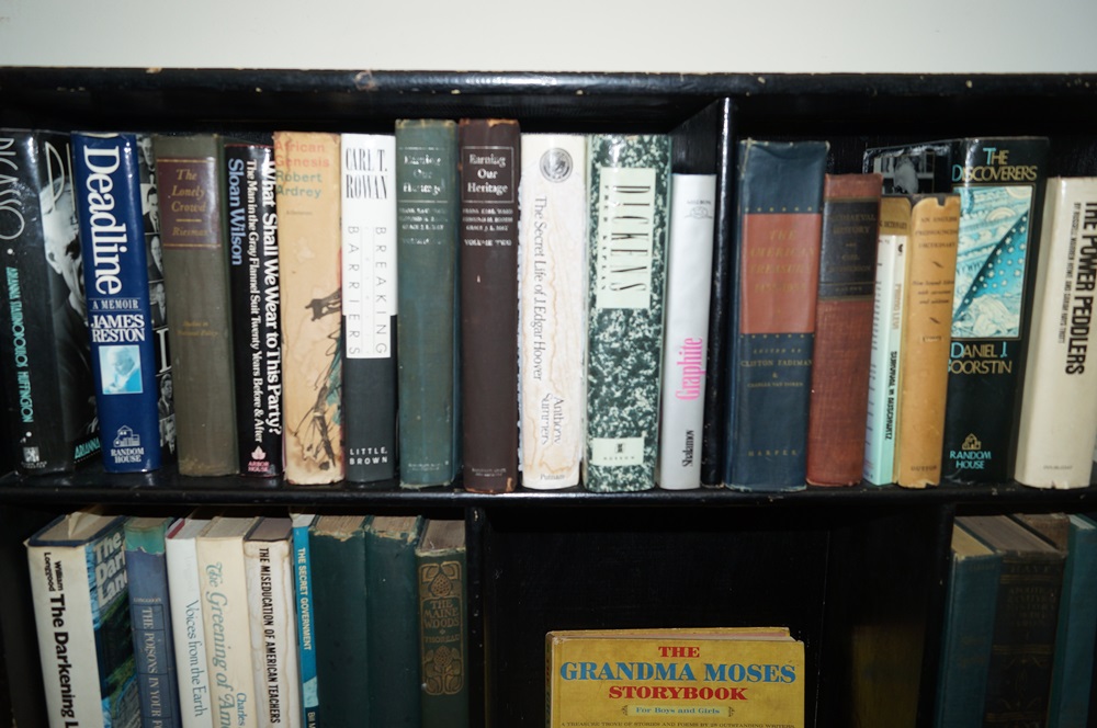 Vintage Wooden Bookcase and Books