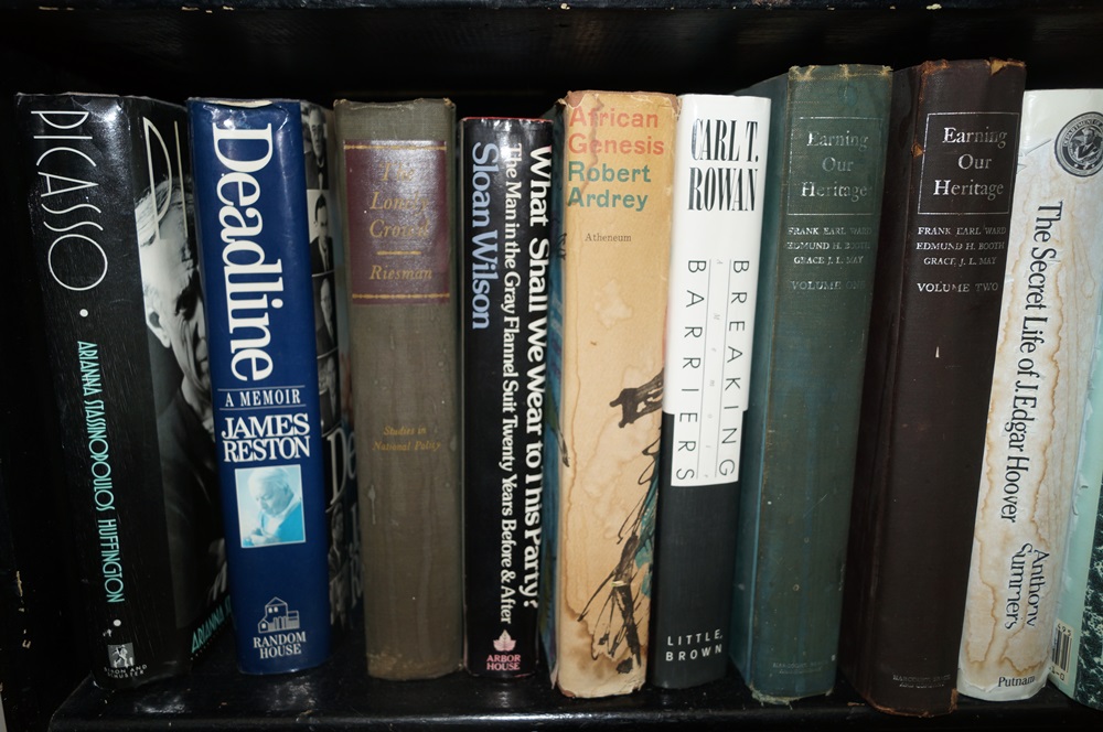 Vintage Wooden Bookcase and Books