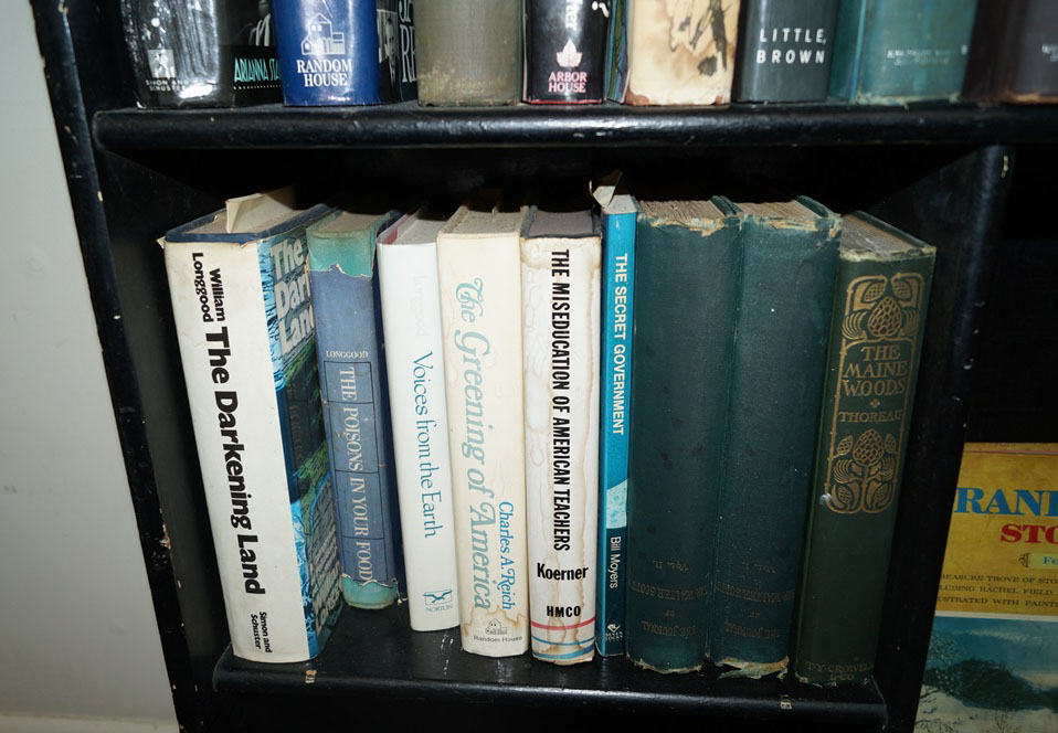 Vintage Wooden Bookcase and Books
