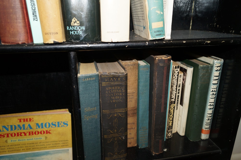 Vintage Wooden Bookcase and Books