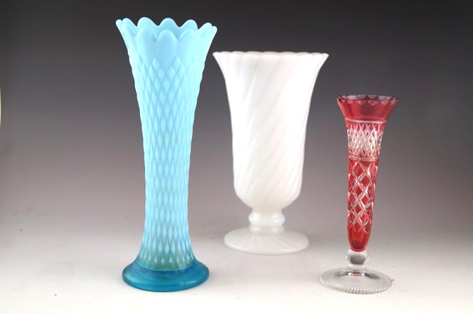 Three Vintage Glass Vases