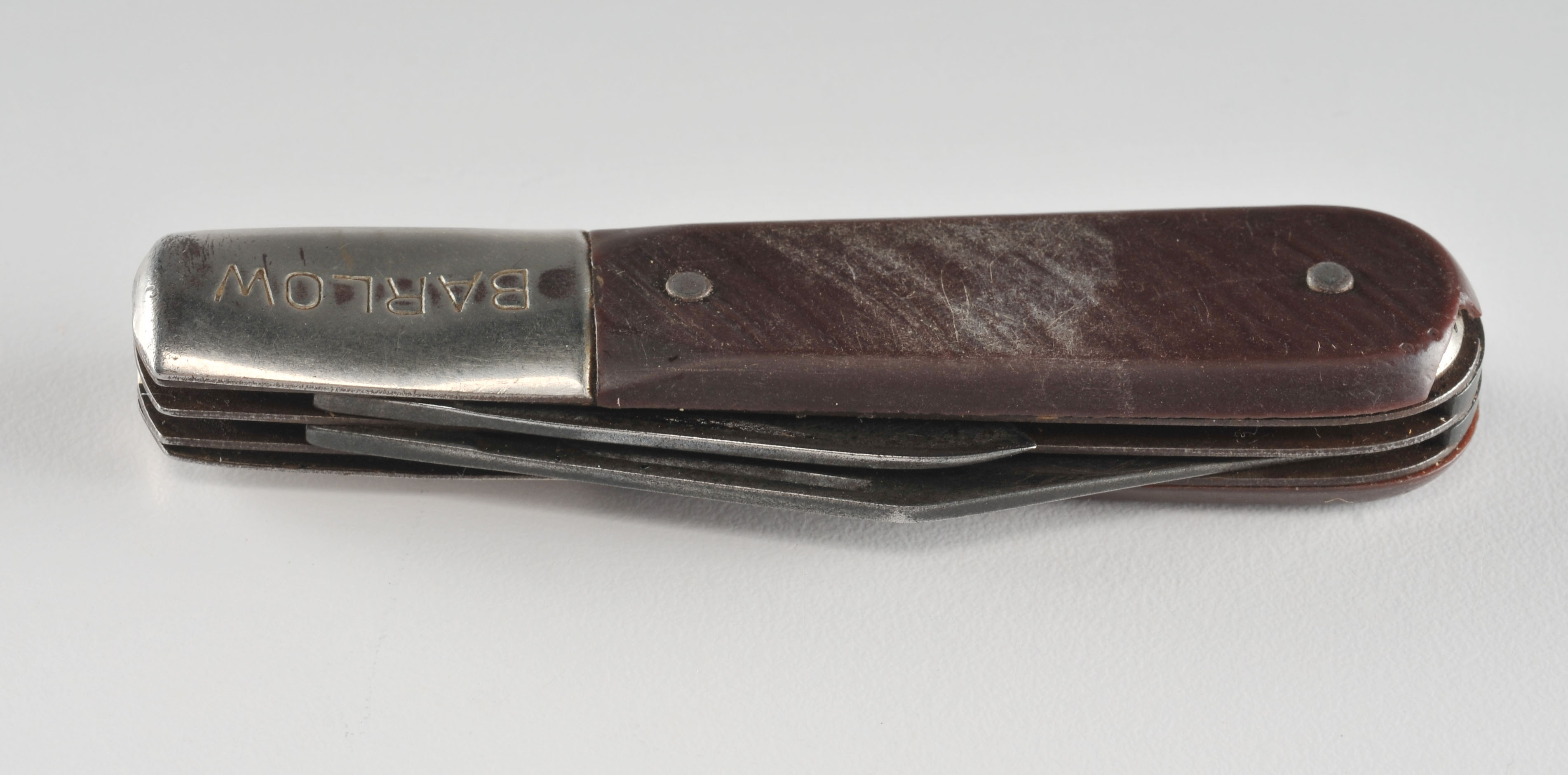 Vintage Barlow two blade pocket knife with brown handle.
