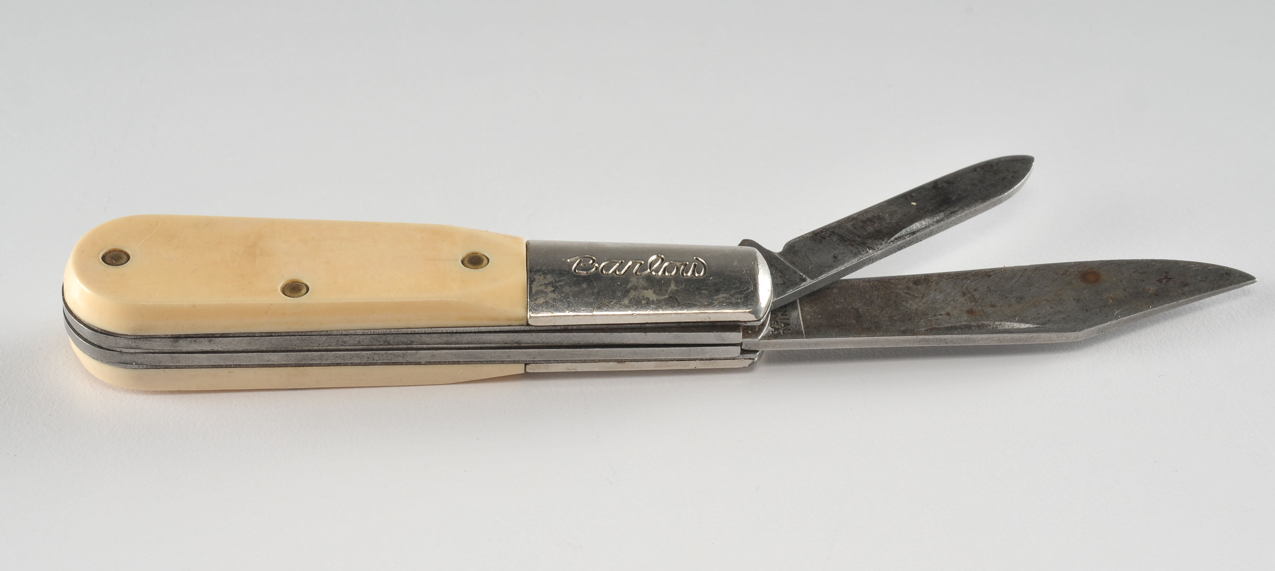 Vintage Barlow two blade pocket knife with ivory handle.