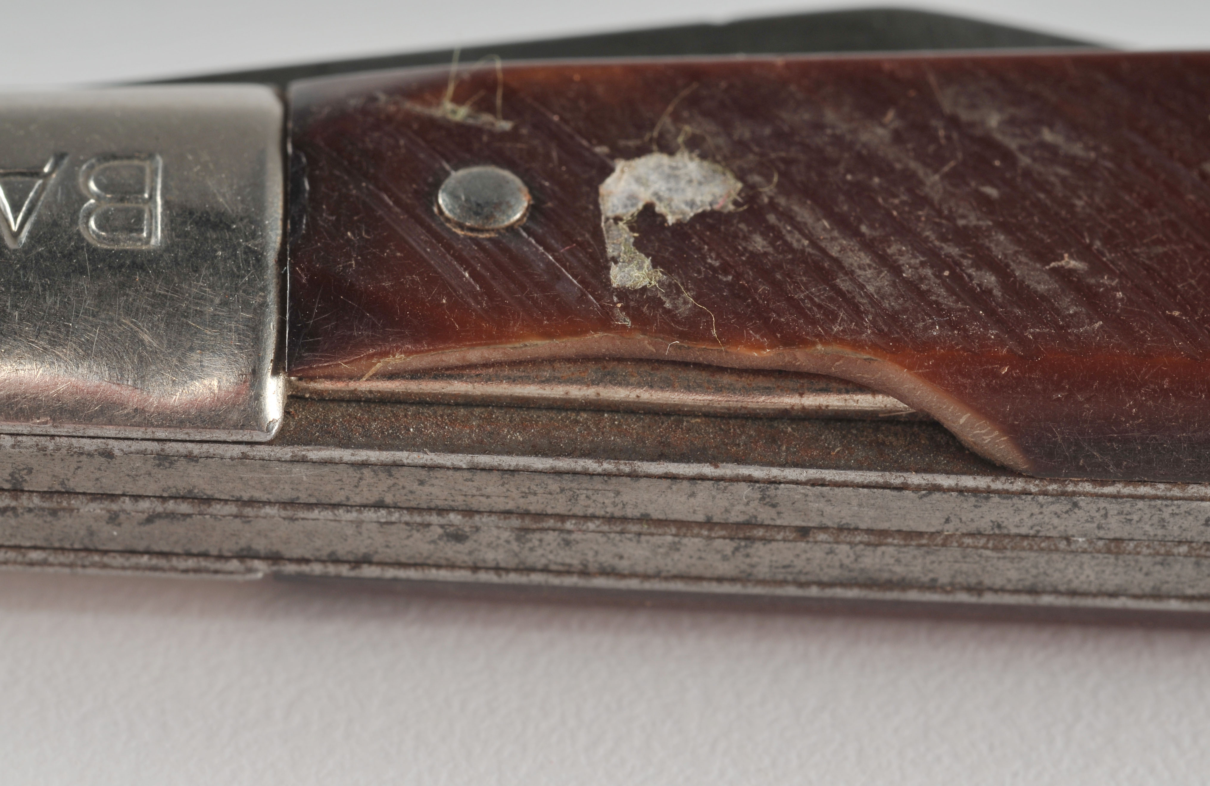 Vintage Barlow two blade pocket knife with brown handle.