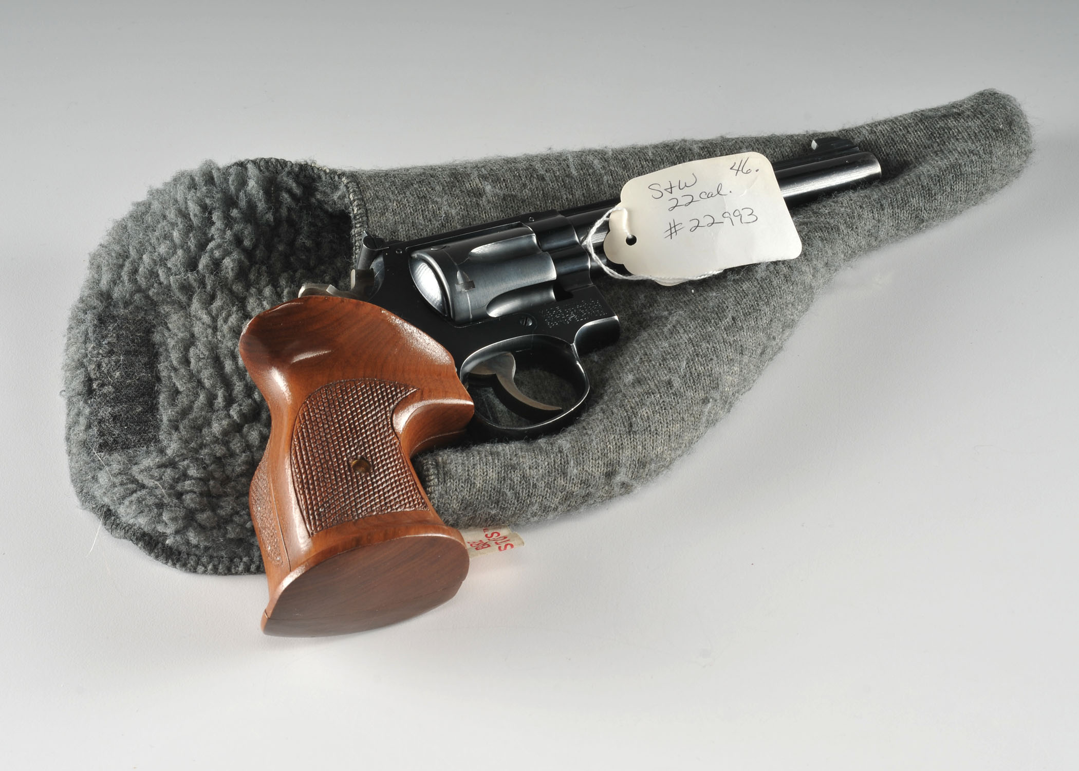 Smith and Wesson .22 Caliber revolver with target grips