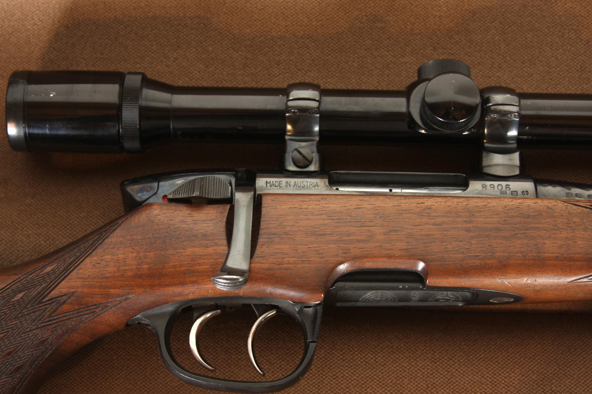 Steyr-Daimler-Puch AG Mannlicher Model SL .223 Caliber rifle with Bushnell Banner 10 X 40 scope