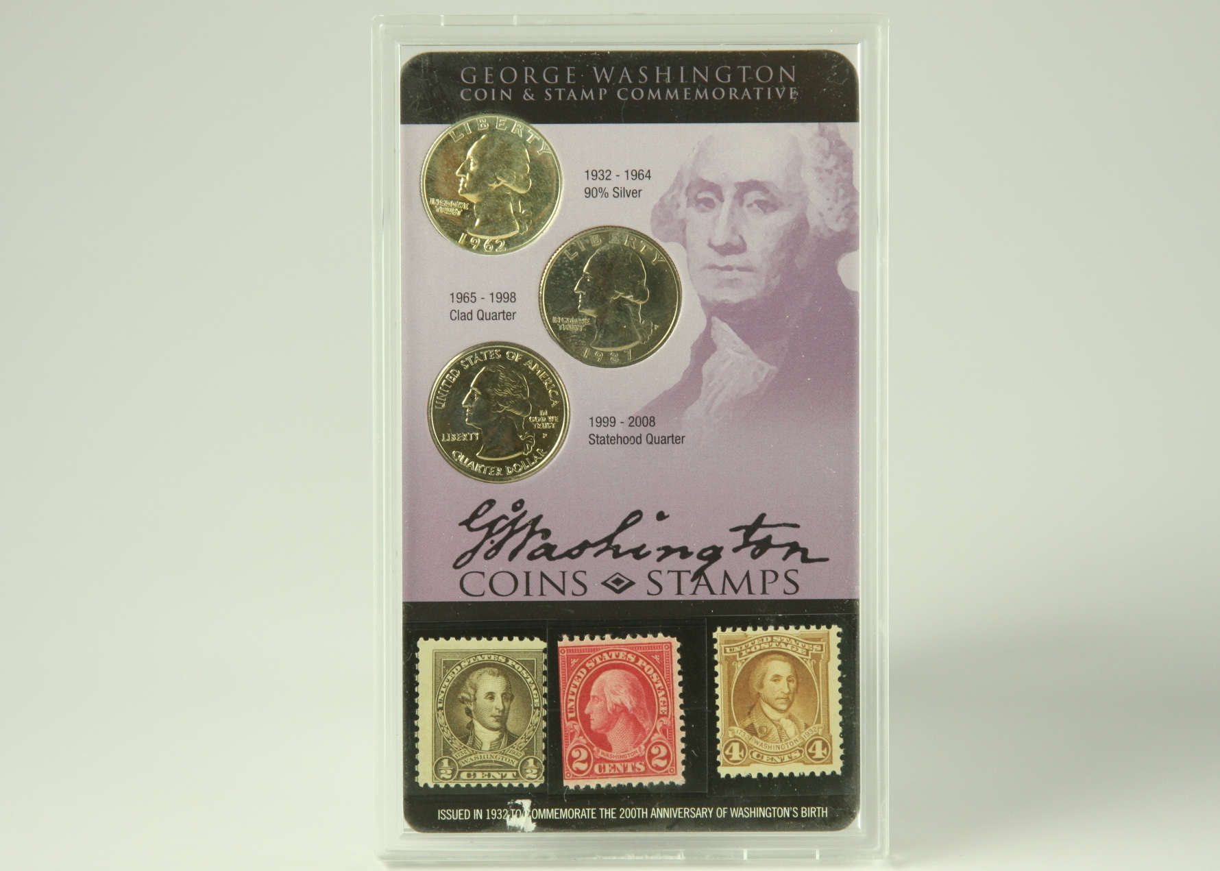 George Washington coin and stamp commemorative set 