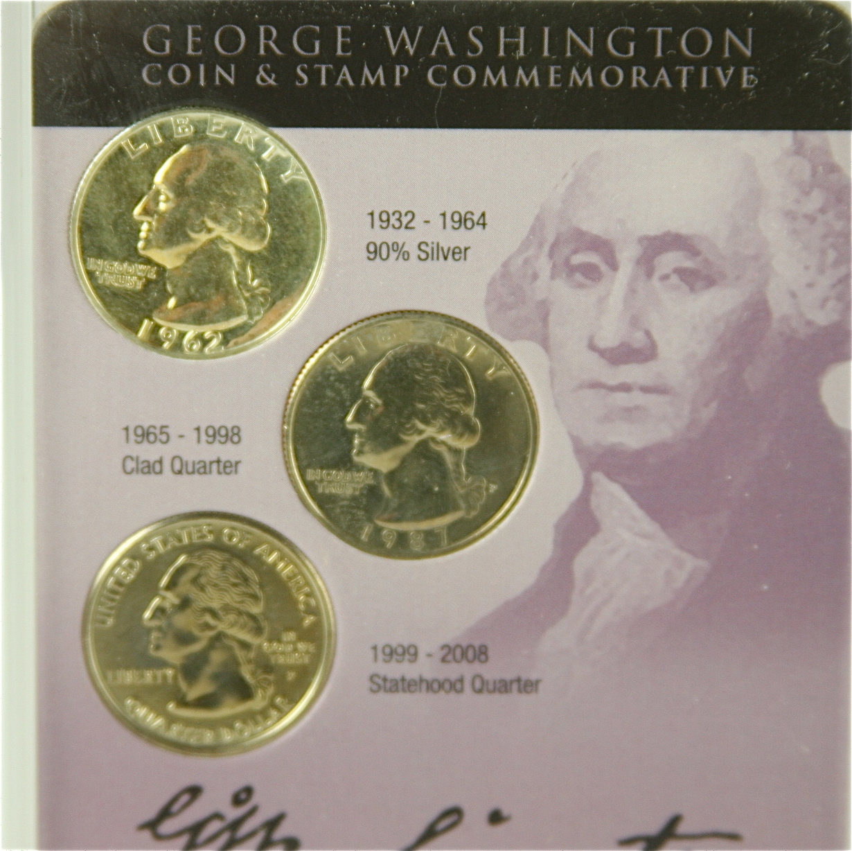 George Washington coin and stamp commemorative set 