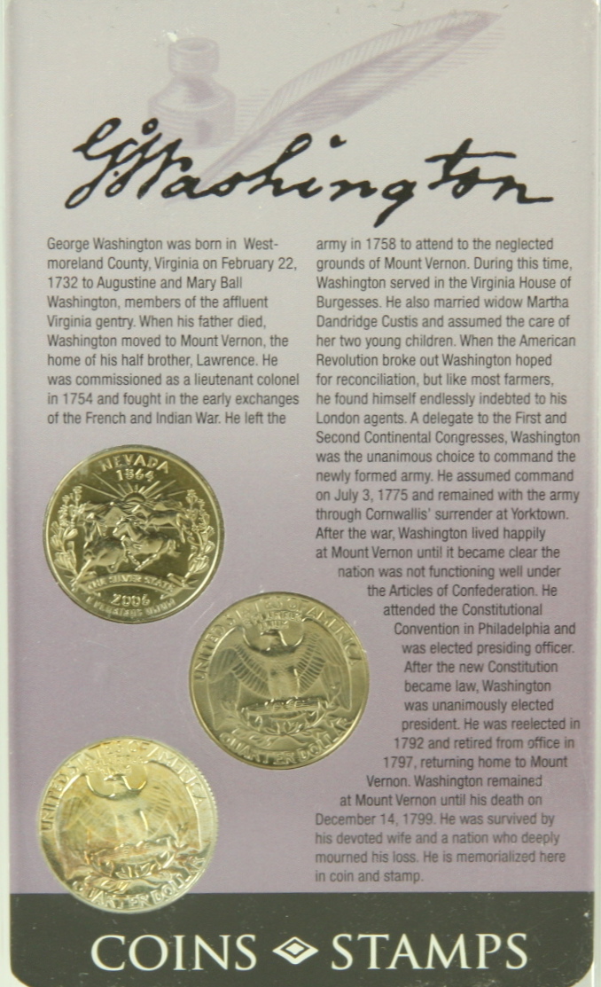 George Washington coin and stamp commemorative set 