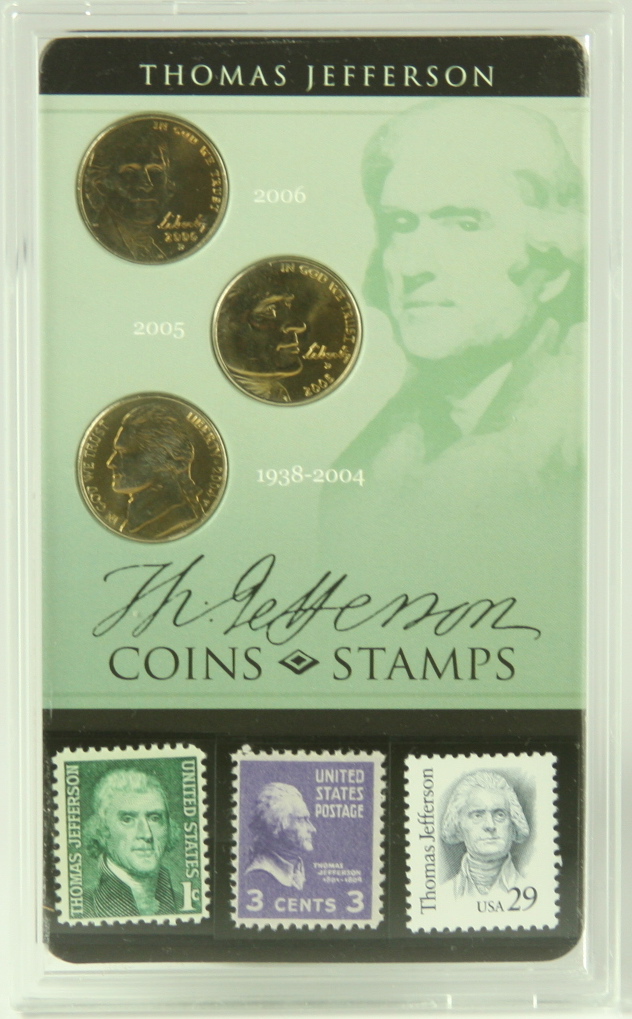 Thomas Jefferson coin and stamp commemorative set 