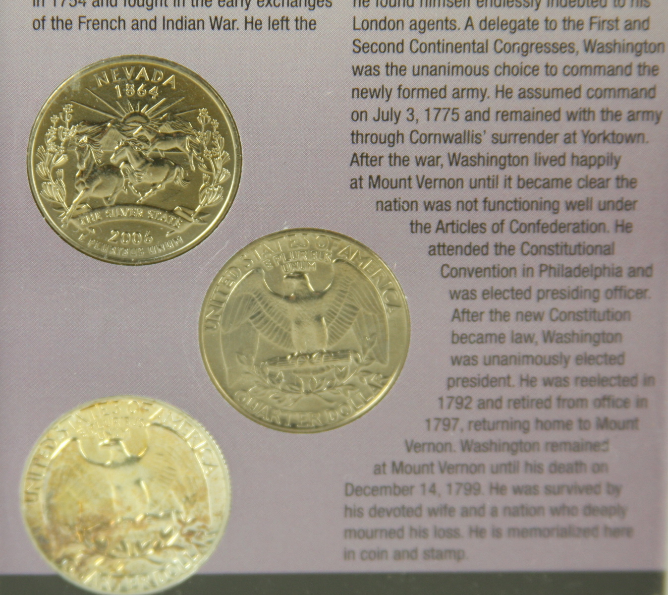 George Washington coin and stamp commemorative set 