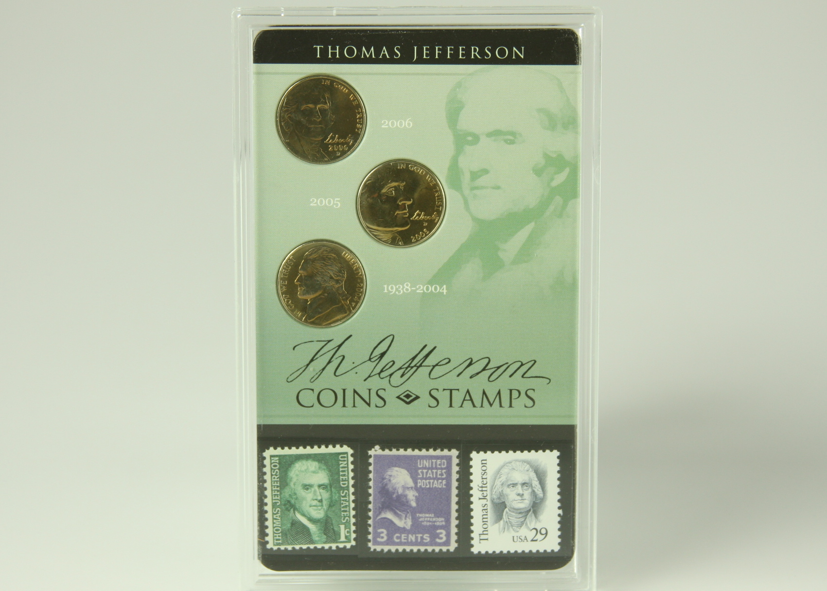 Thomas Jefferson coin and stamp commemorative set 