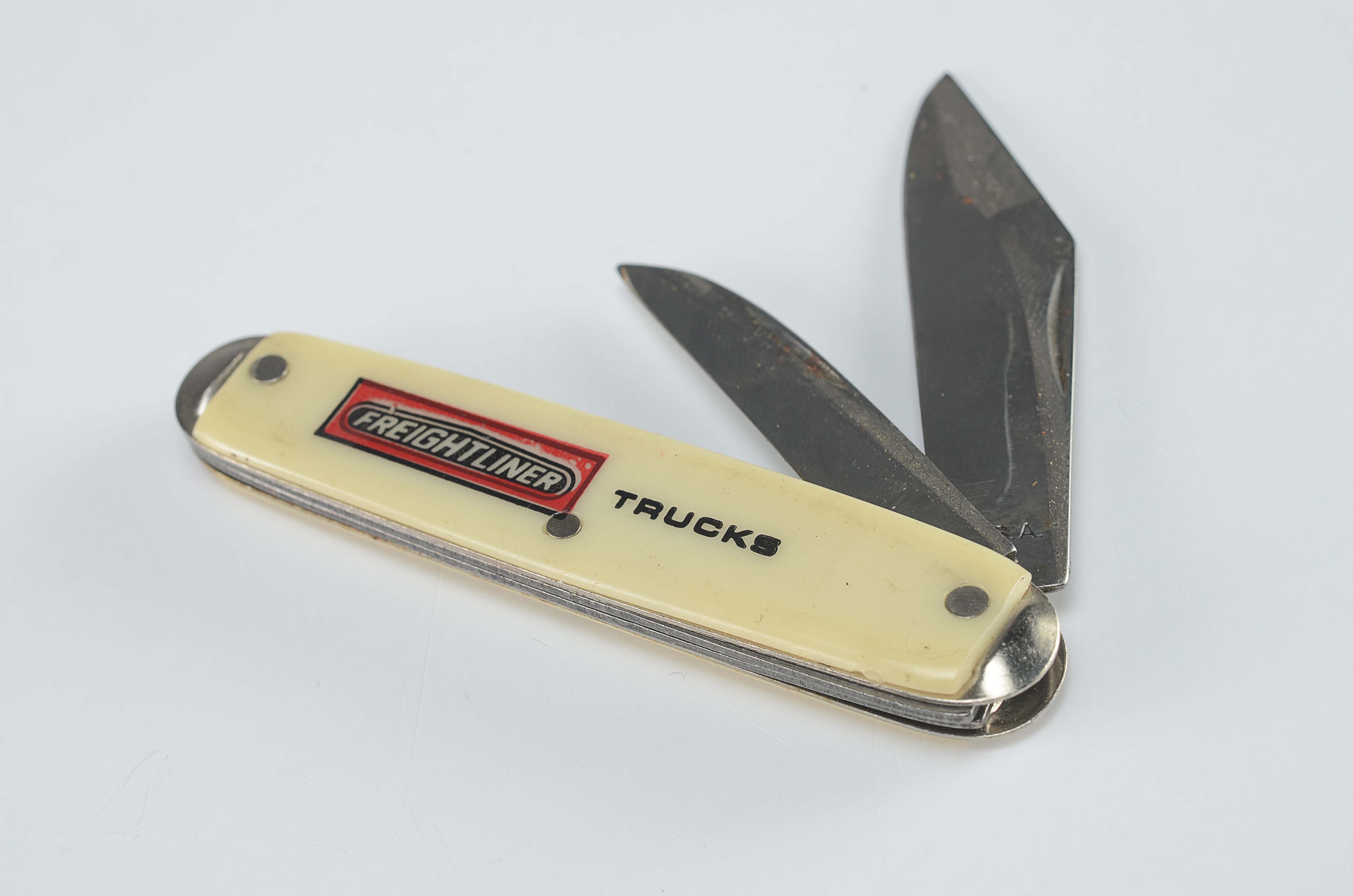 Truck themed vintage pocket knives