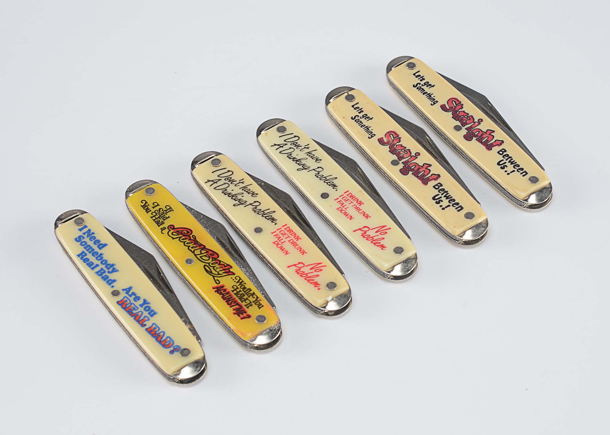 Adult themed comedy vintage pocket knives