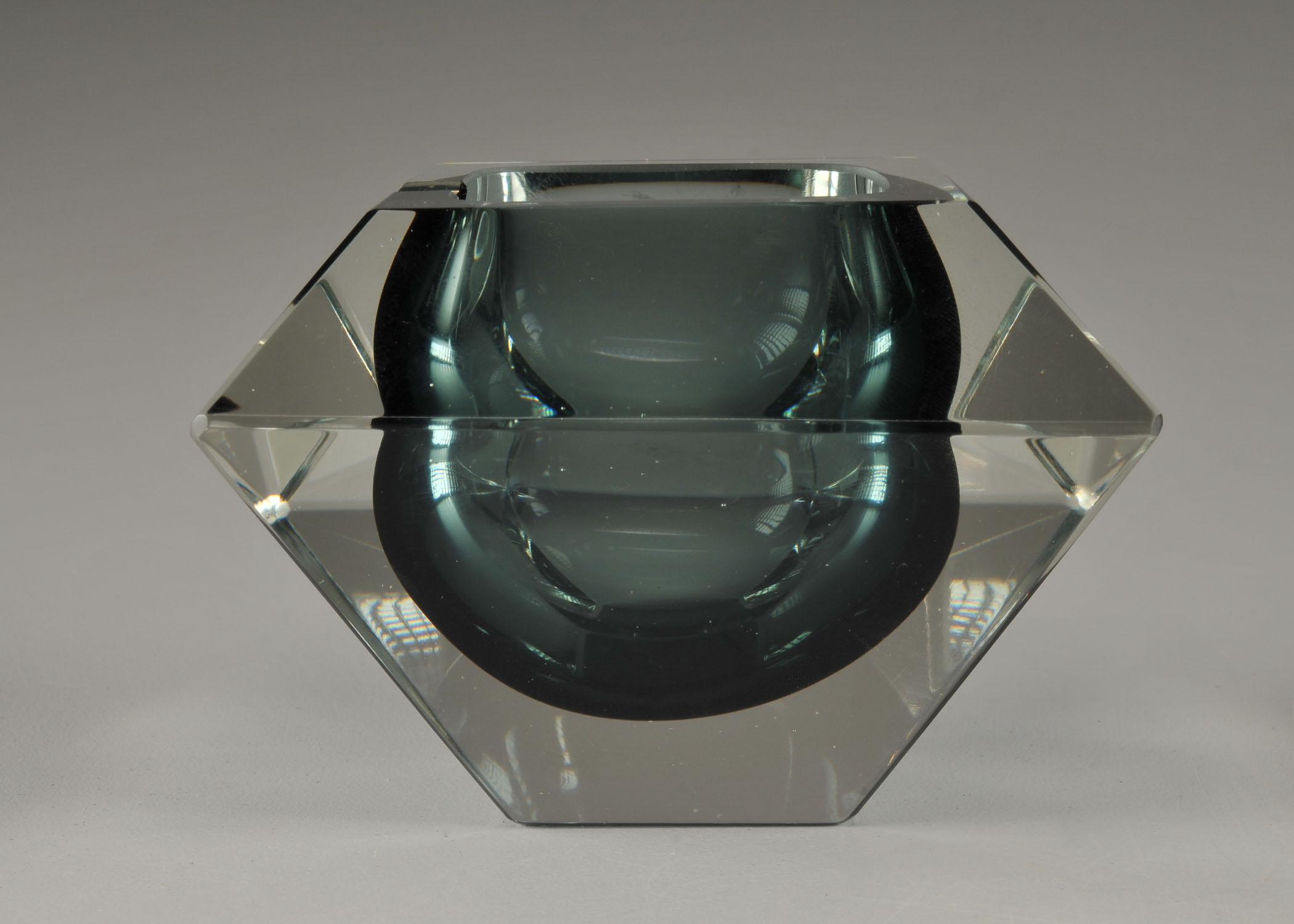 Sommerso Blue Smoked Glass Ashtray